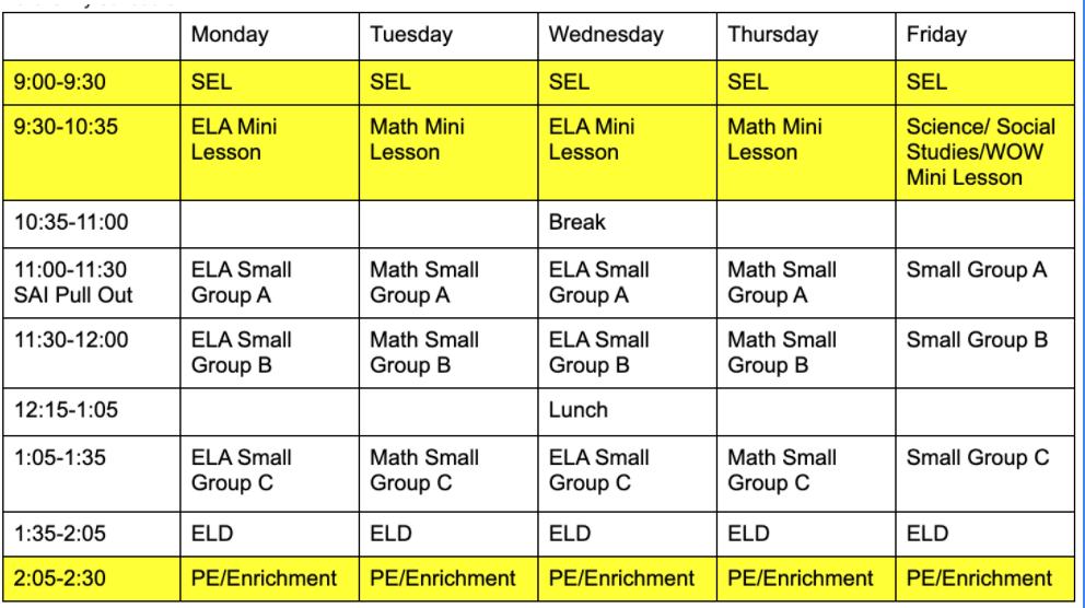 Daily Schedule